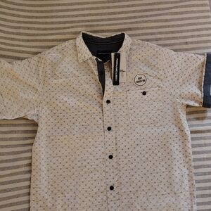 Distortion Boys' White and Gray Button-Up Shirt